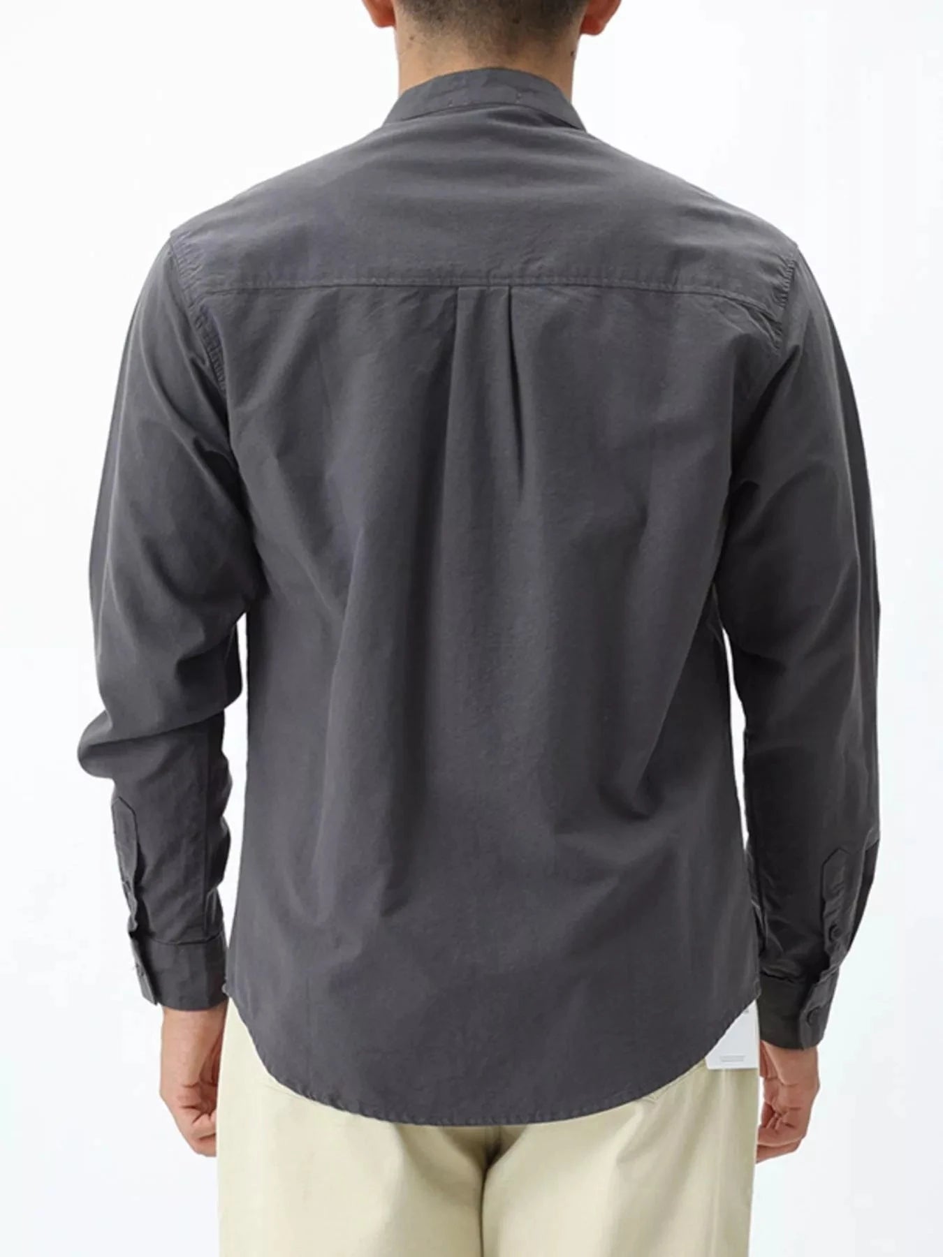 Men's Plus Size Casual Long Sleeve Shirt with Double Chest Pockets
