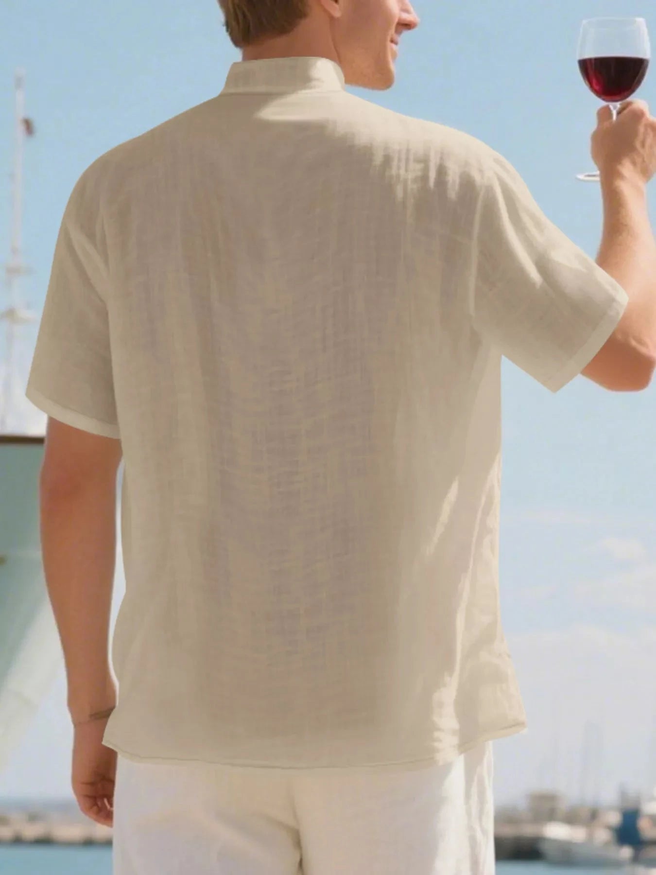 Men's Full Size Casual Linen Blend Short Sleeve Shirt Plus Size