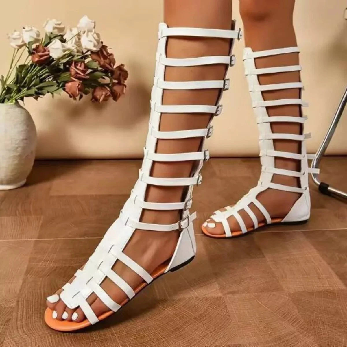 Gladiator Style Buckled Open Toe Sandals