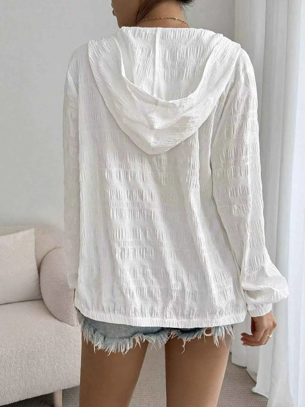 Lightweight Textured Hooded Jacket