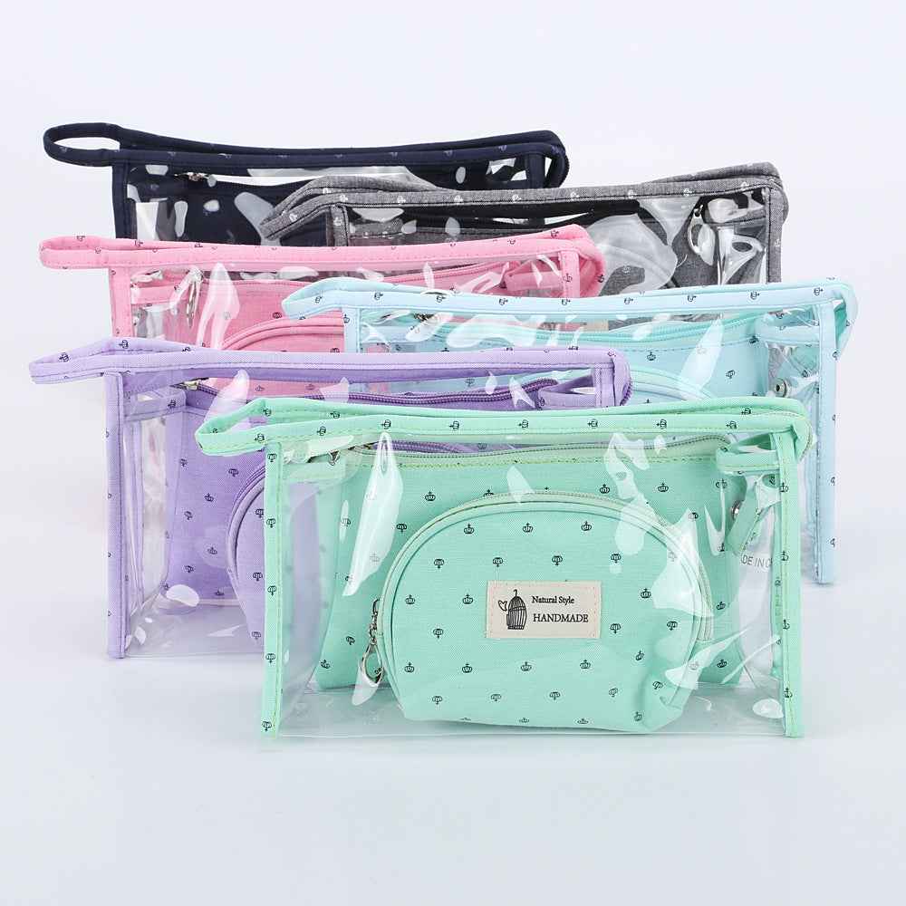 Transparent Three-piece Cosmetic Bag Travel Makeup Bag Set
