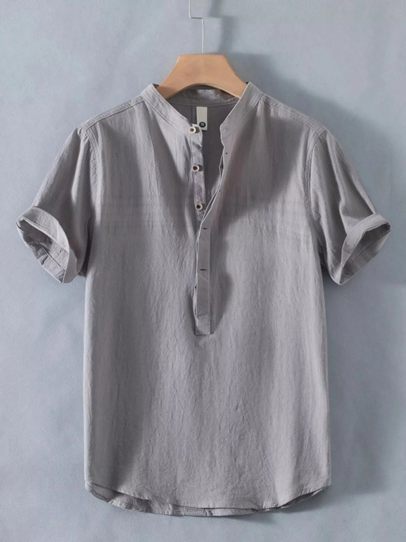 Men's Plus Size Button Detail Short Sleeve Shirt