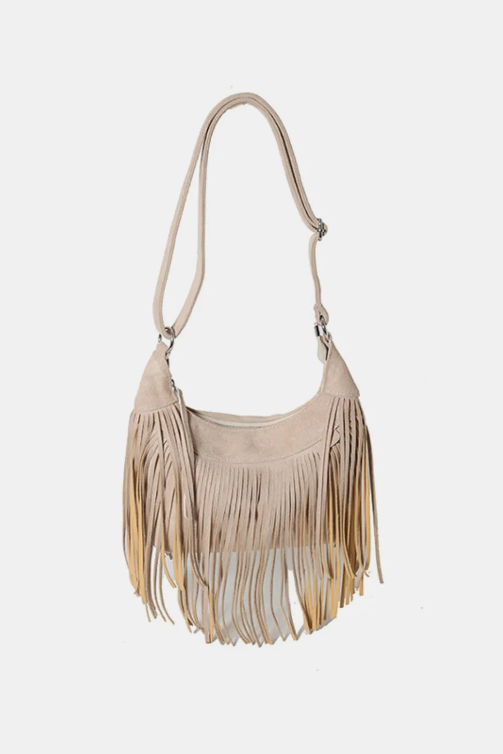 Suede Fringe Adjustable Strap Shoulder Bag featuring fringed detailing and adjustable strap, perfect for adding style.