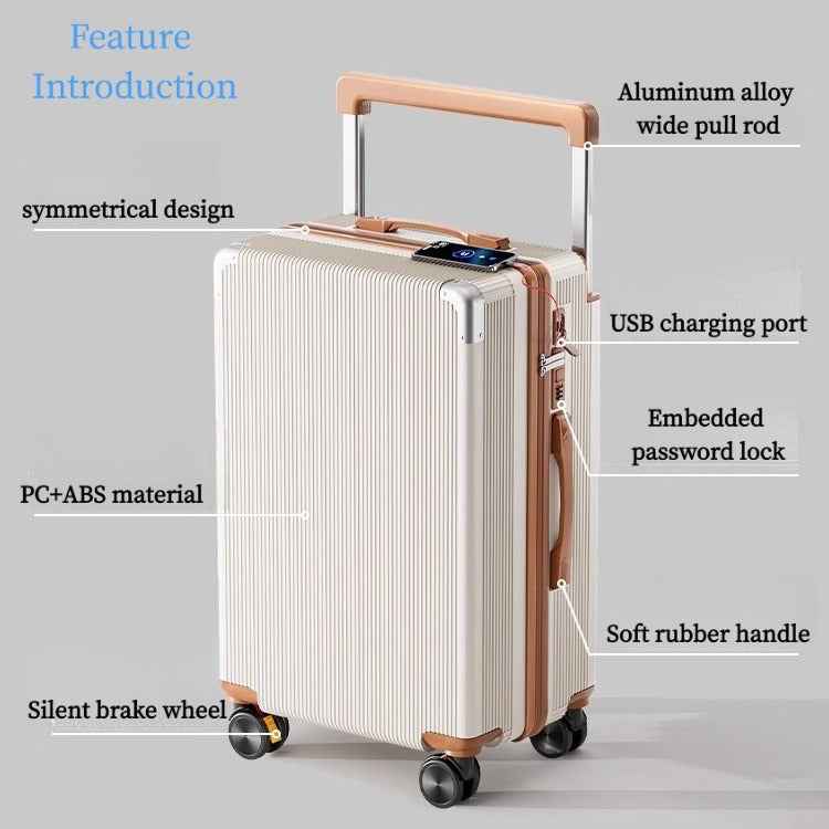 20 Inch 24 Inch Wide Handle Luggage, Silent Rotating Wheel Travel Luggage, Durable Password Lock Carry On Luggage