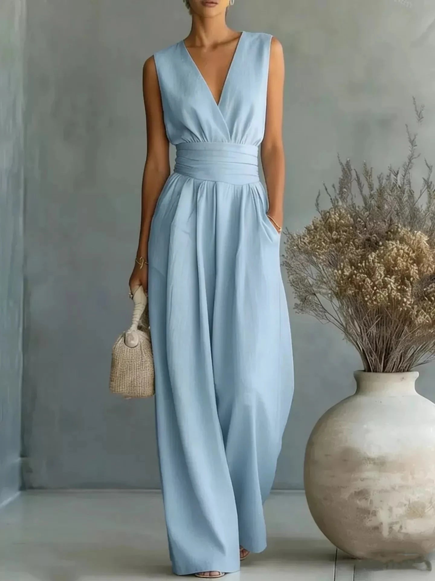 Full Size Sleeveless Wide-Leg Jumpsuit Plus Size