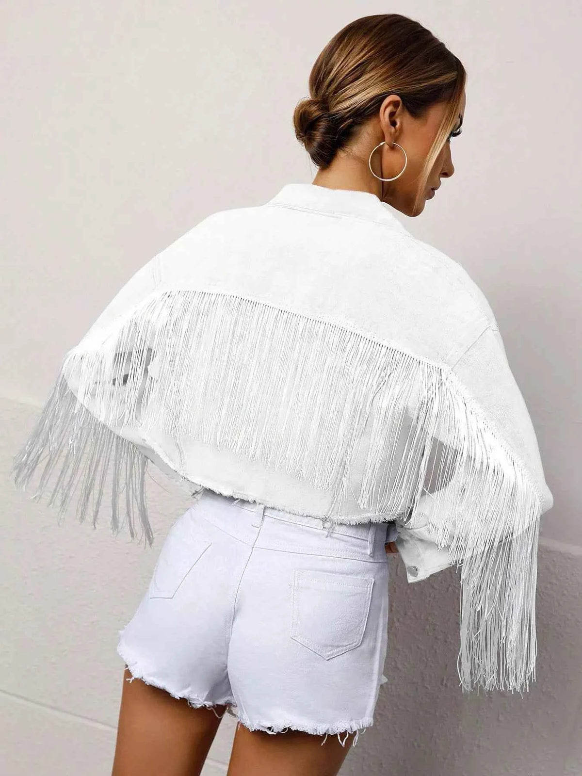 Fringed Cropped Denim Jacket