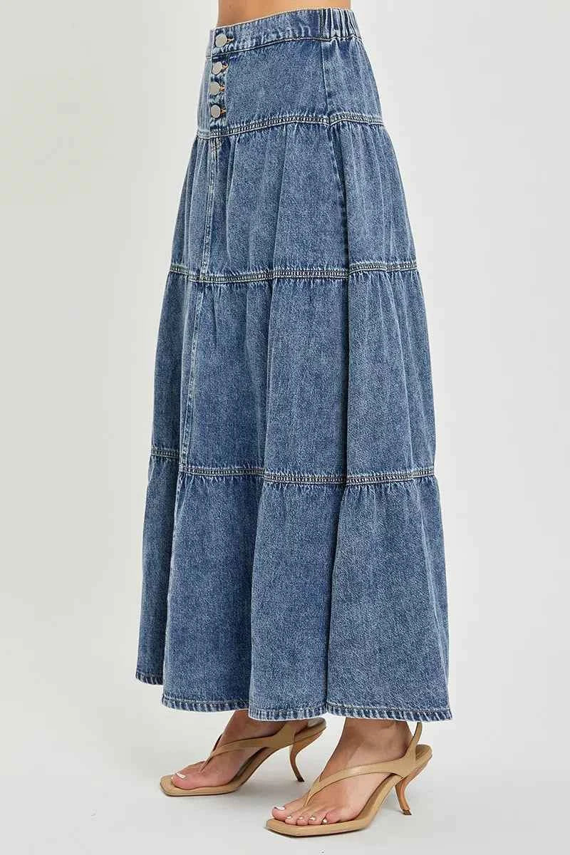 RISEN High Rise Ruffle Long Skirts