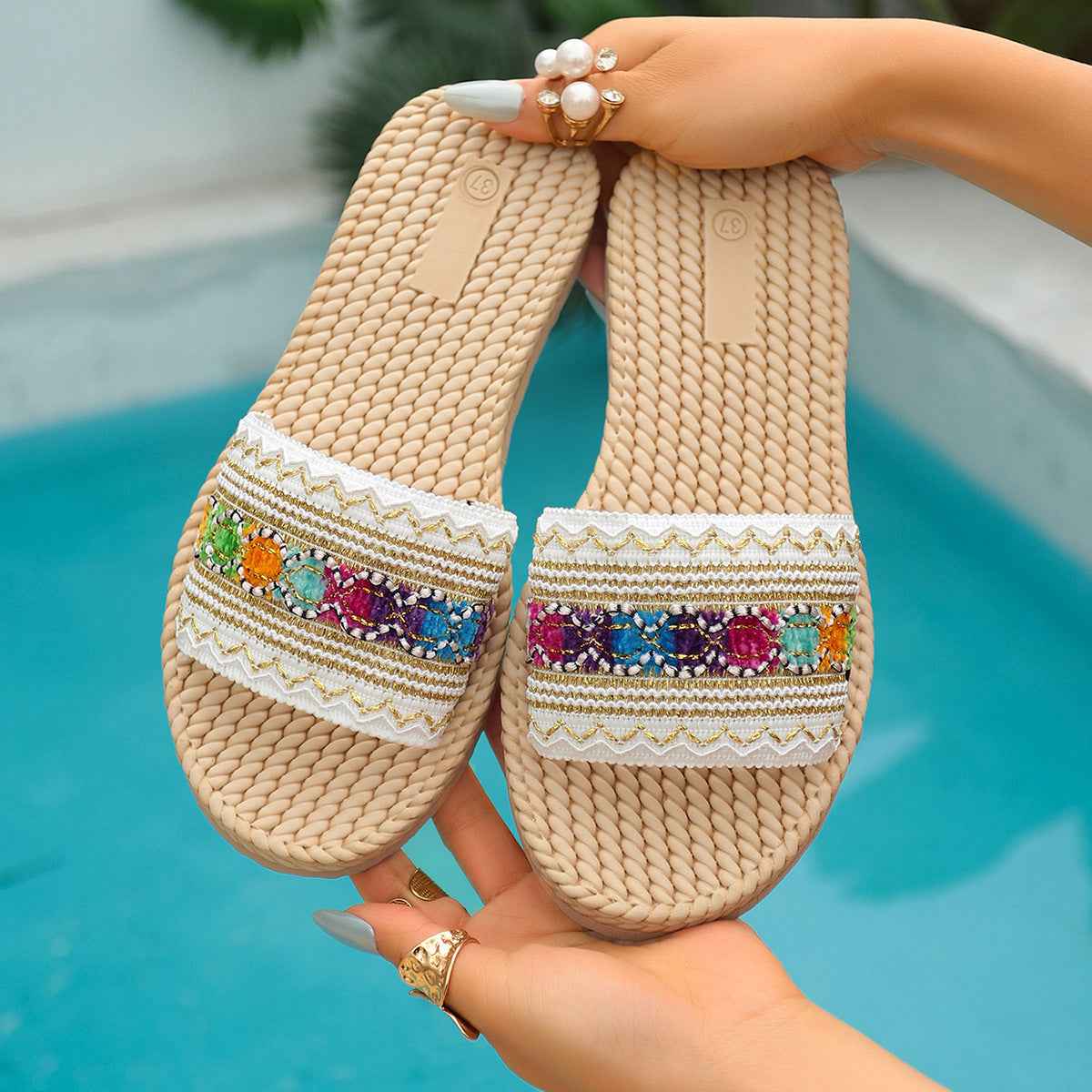 Woven Strap Open Toe Sandals