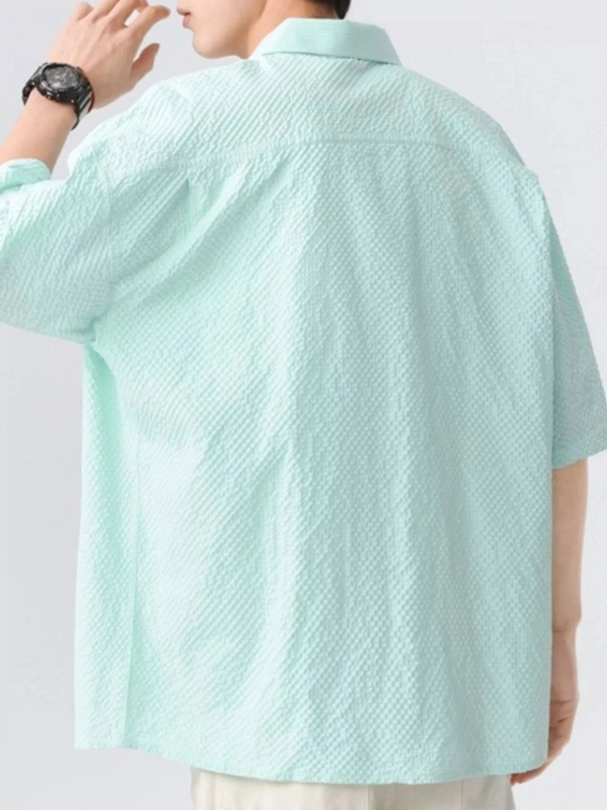 Men's Full Size Textured Short-Sleeve Shirt Plus Size