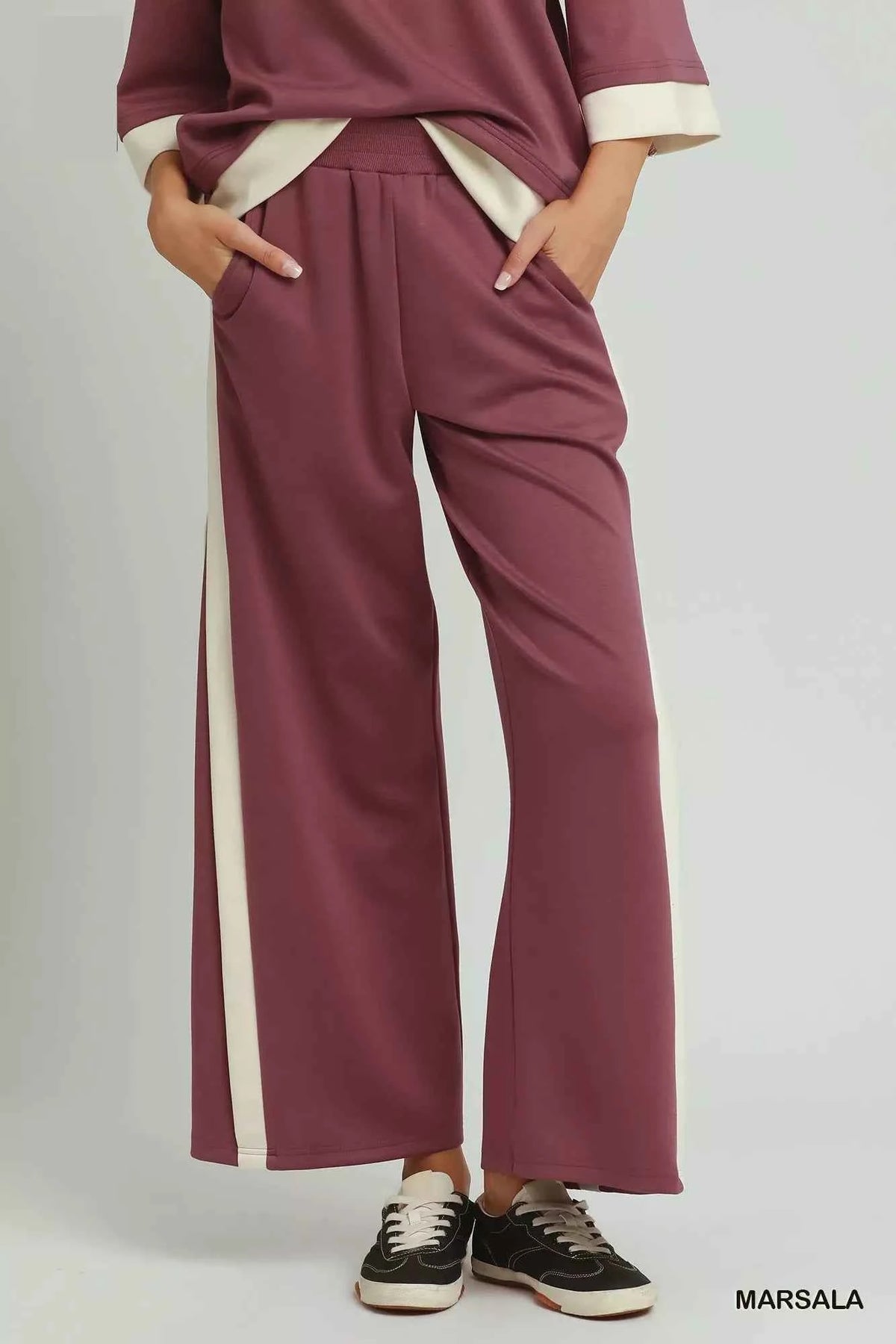 Umgee Colorblock Side Stripe Straight Pants