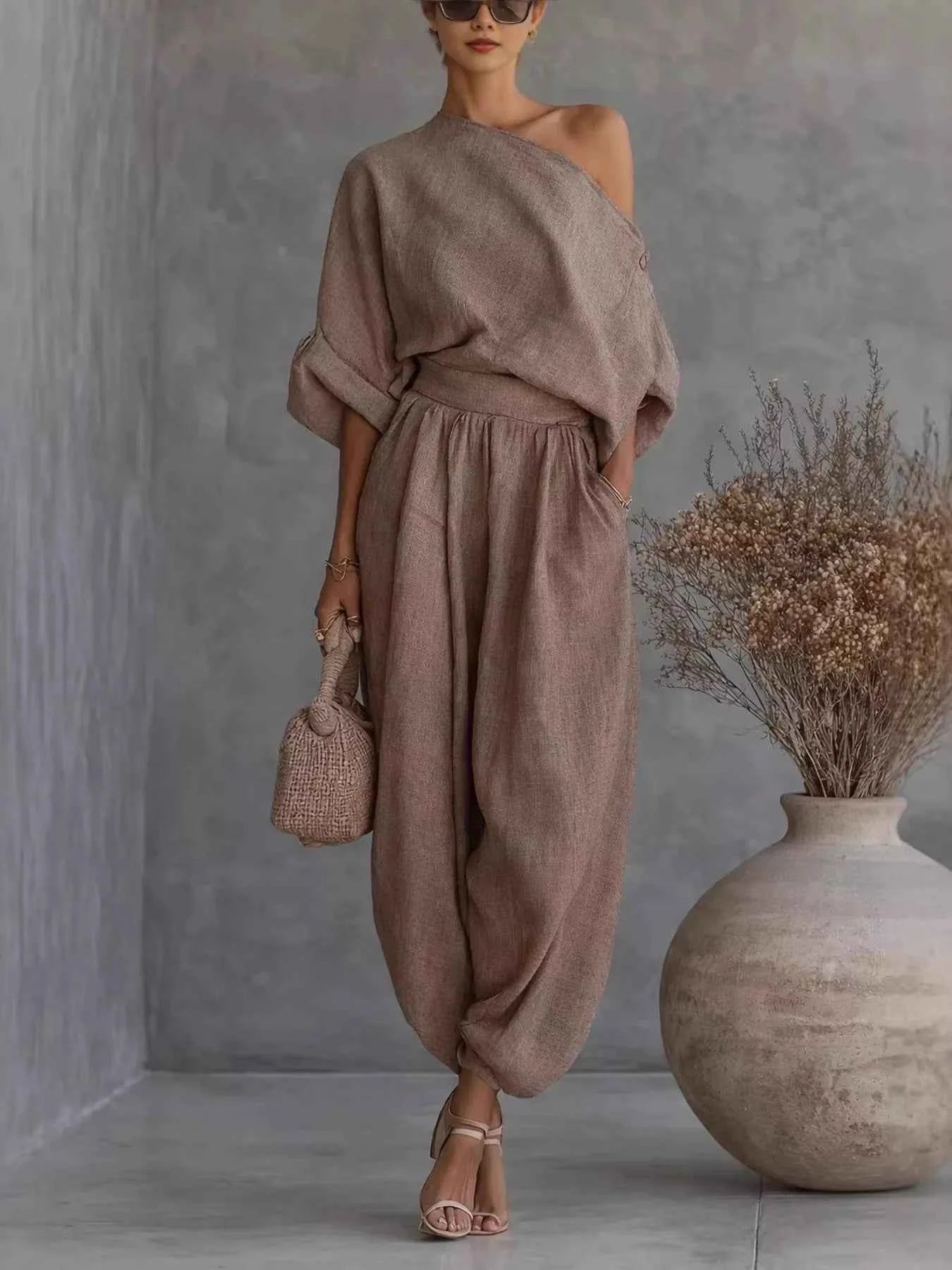 One-Shoulder Top and Joggers Set