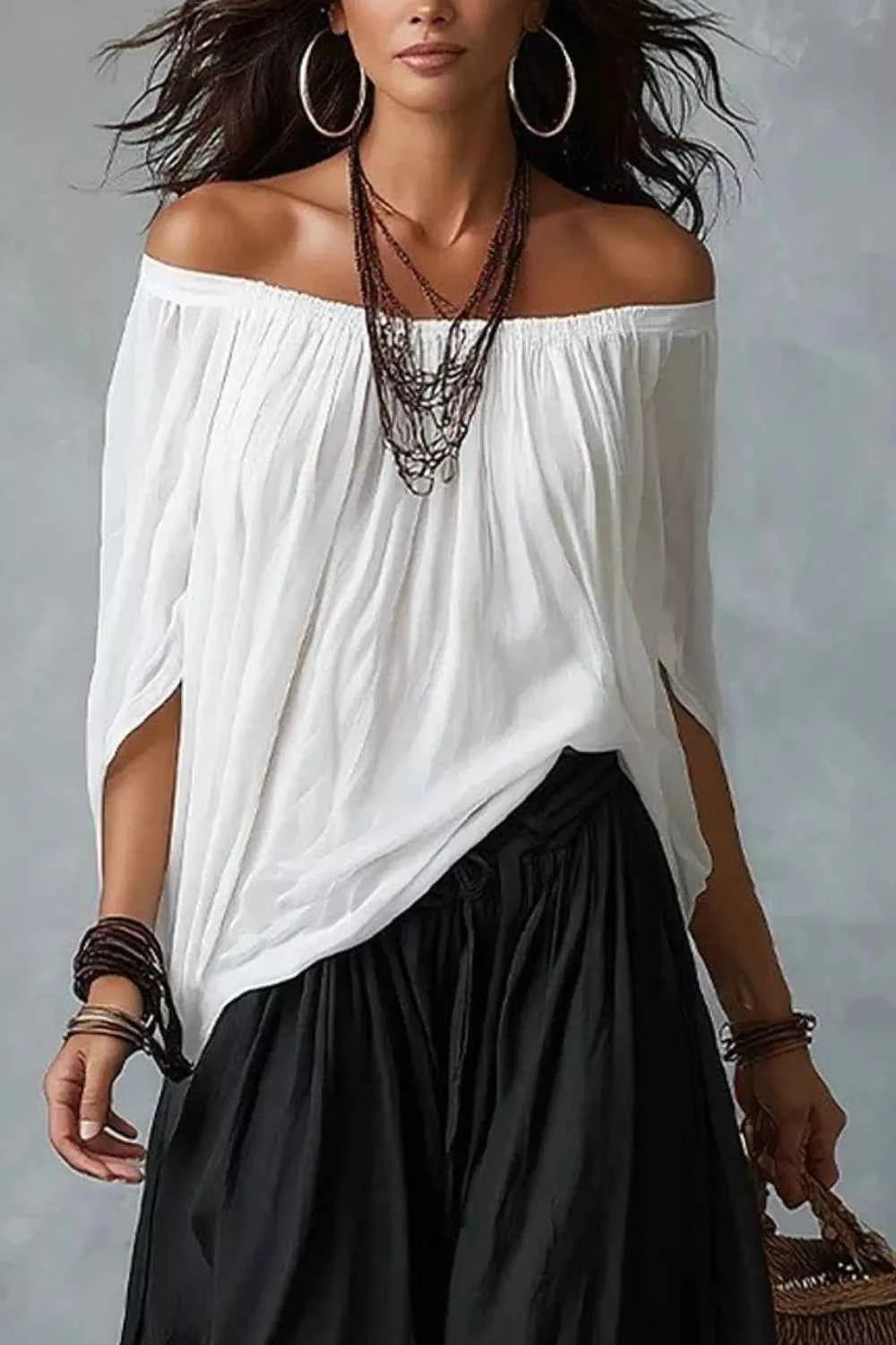 Full Size Off-Shoulder Top and Wide-Leg Pants Set Plus Size