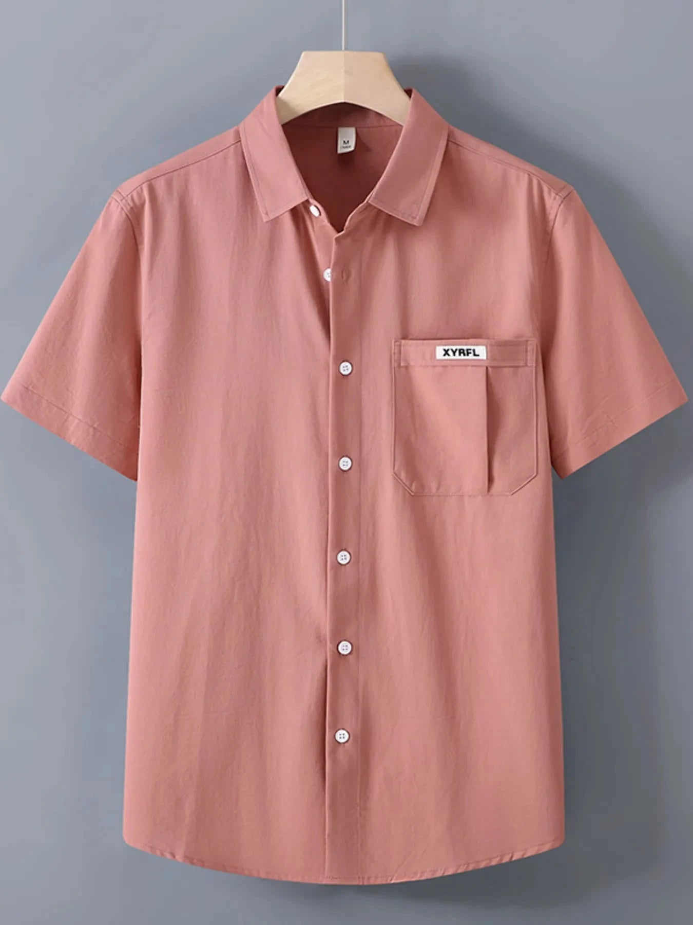 Men's Plus Size Button Up Short-Sleeve Shirt