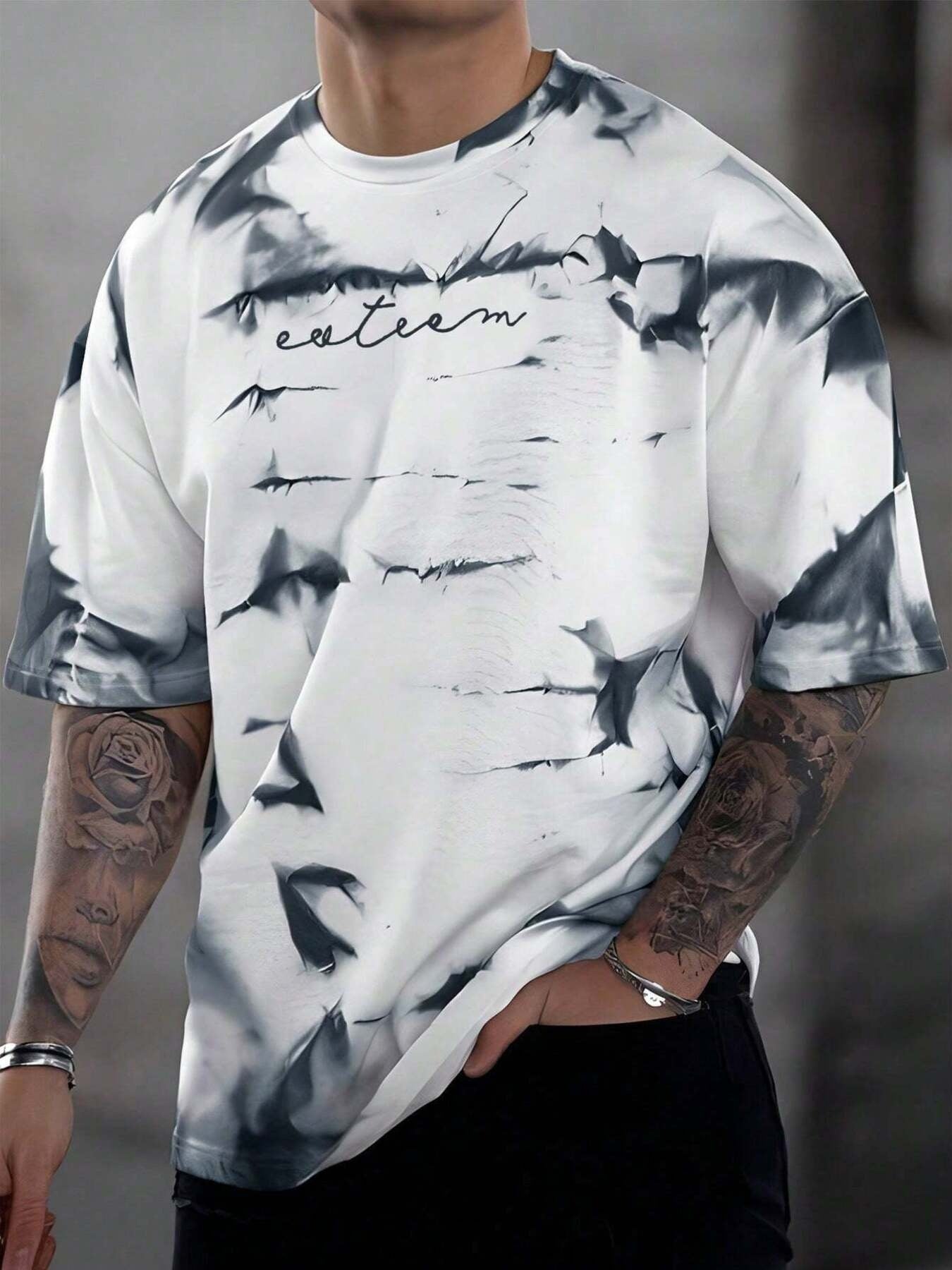 Men's Full Size Tie-Dye Round Neck T-Shirt Plus Size