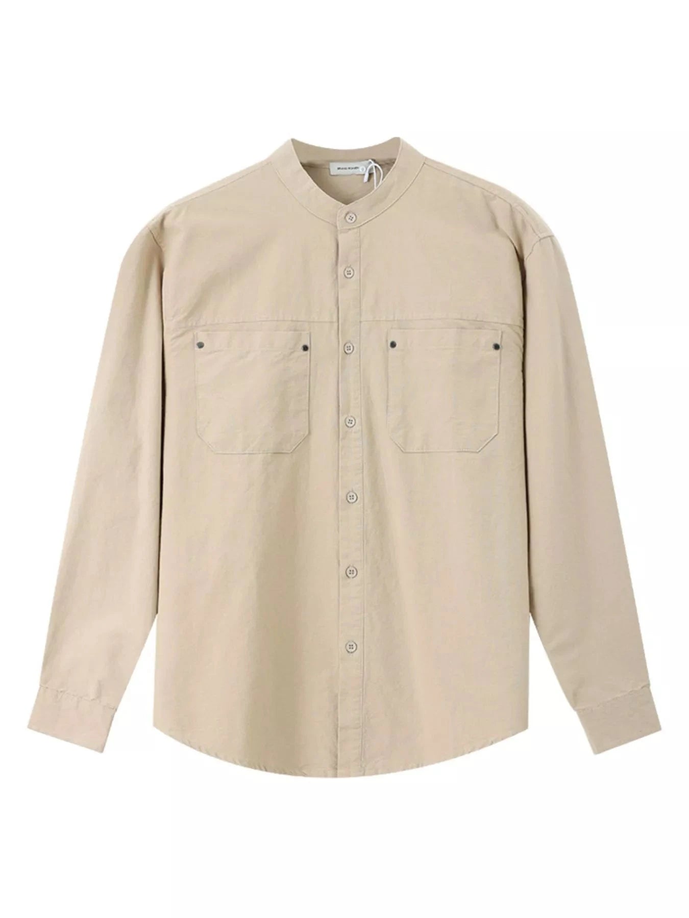 Men's Plus Size Casual Long Sleeve Shirt with Double Chest Pockets