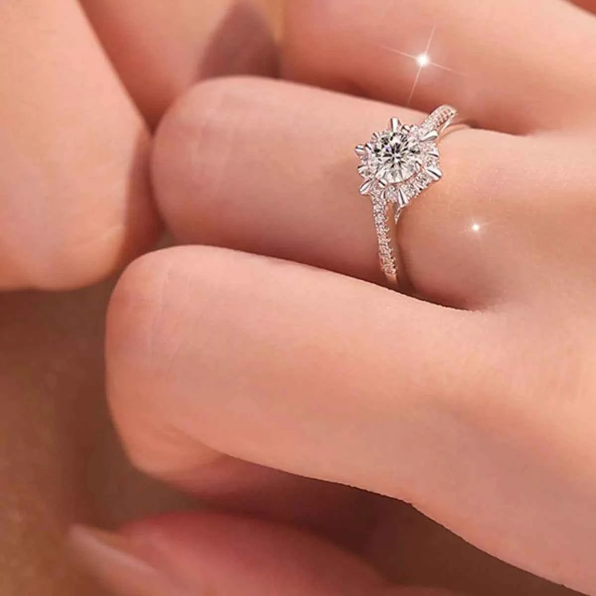 2 Piece Moissanite 925 Sterling Silver Ring