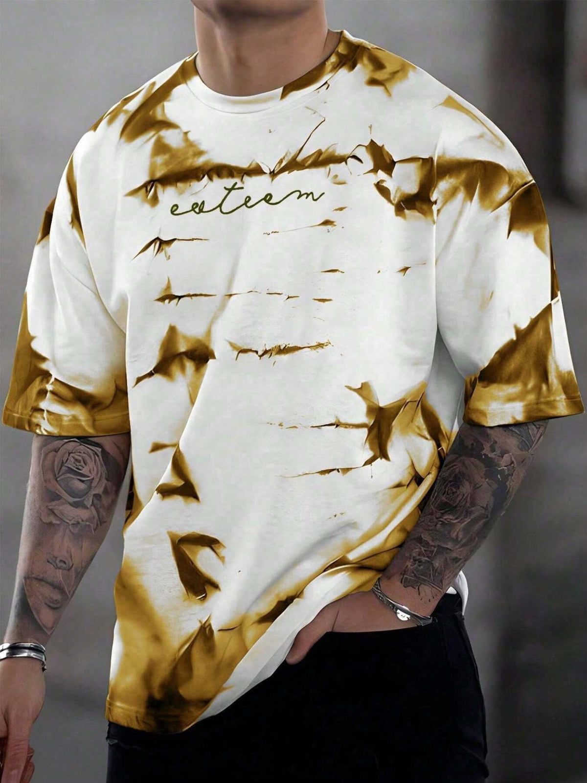 Men's Full Size Tie-Dye Round Neck T-Shirt Plus Size