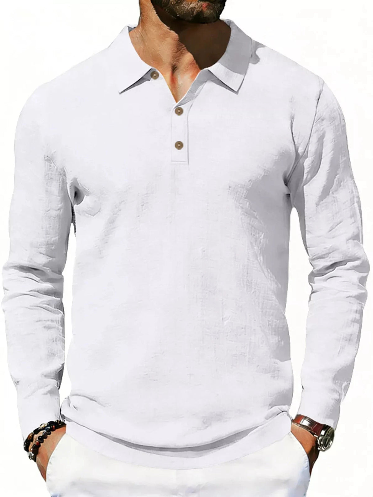 Men's Full Size Classic Long Sleeve Polo Plus Size