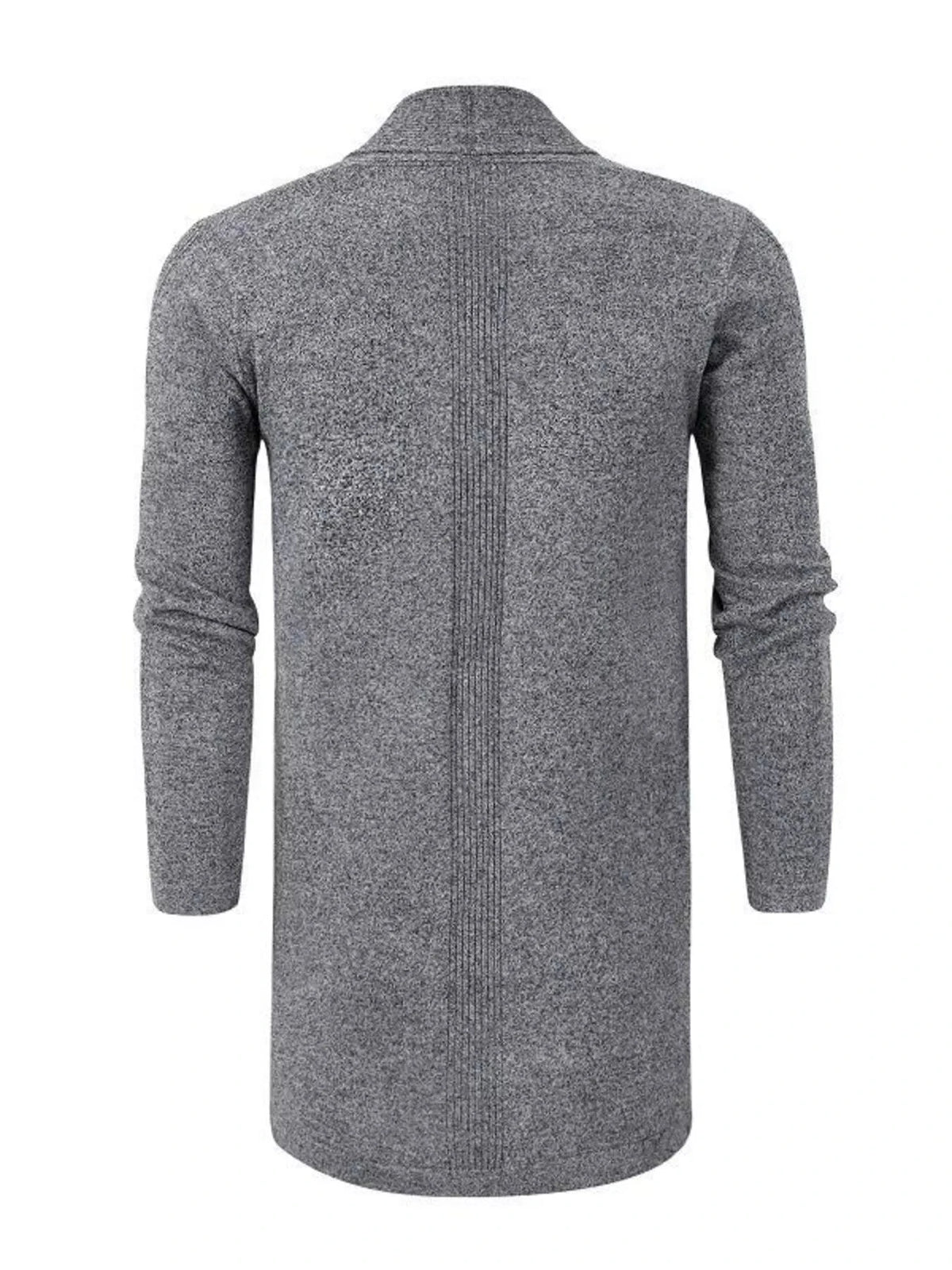 Men's Plus Size Heathered Open Front Longline Knit Cardigan with Pockets