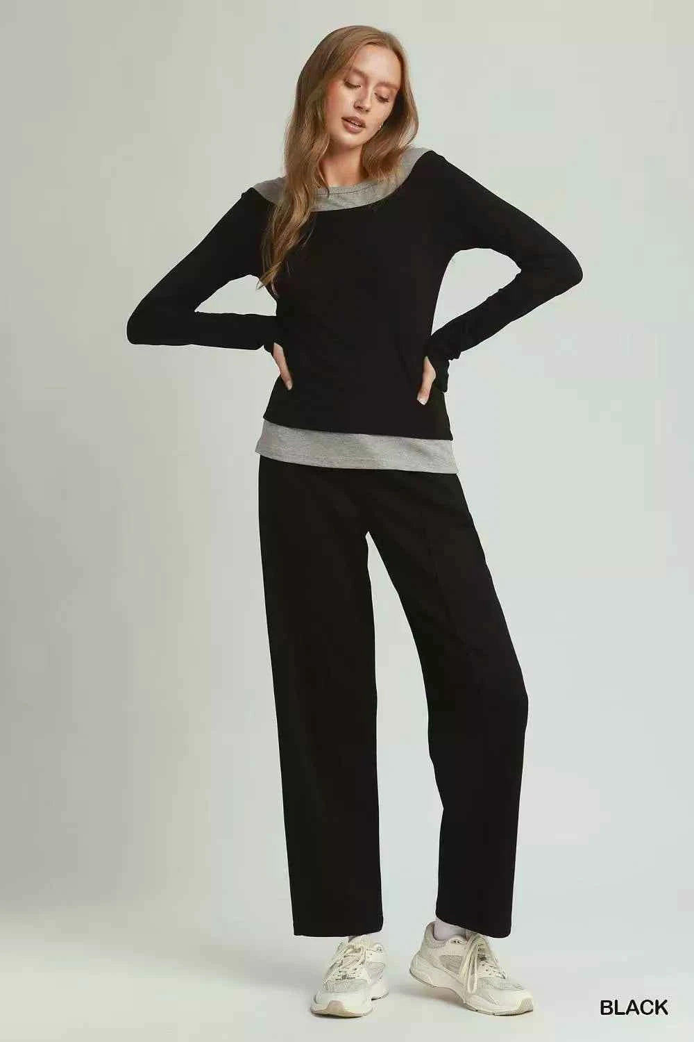 Umgee Layered Twofer Long Sleeve Top