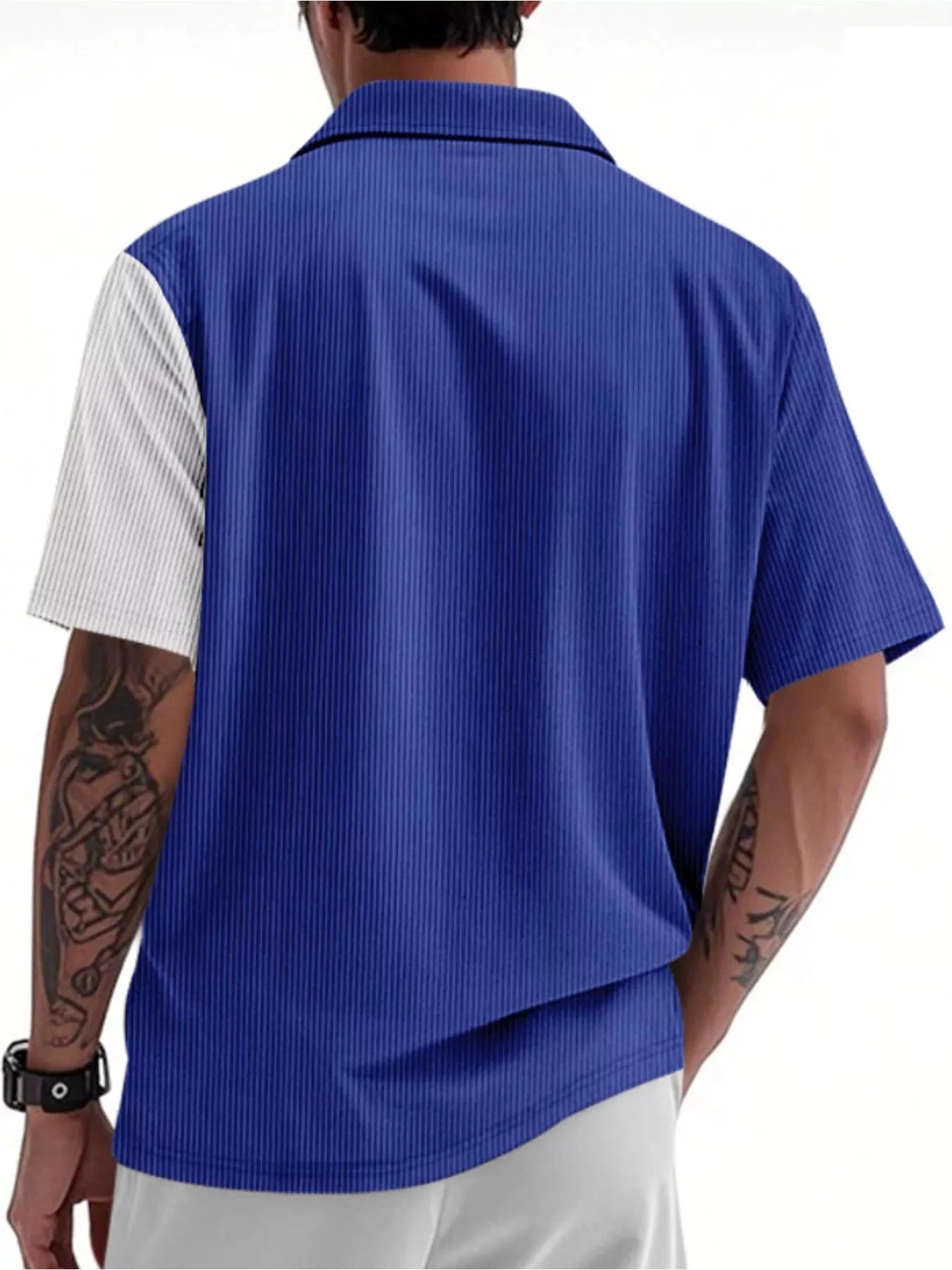 Men's Full Size Color Block Corduroy Short Sleeve Shirt Plus Size