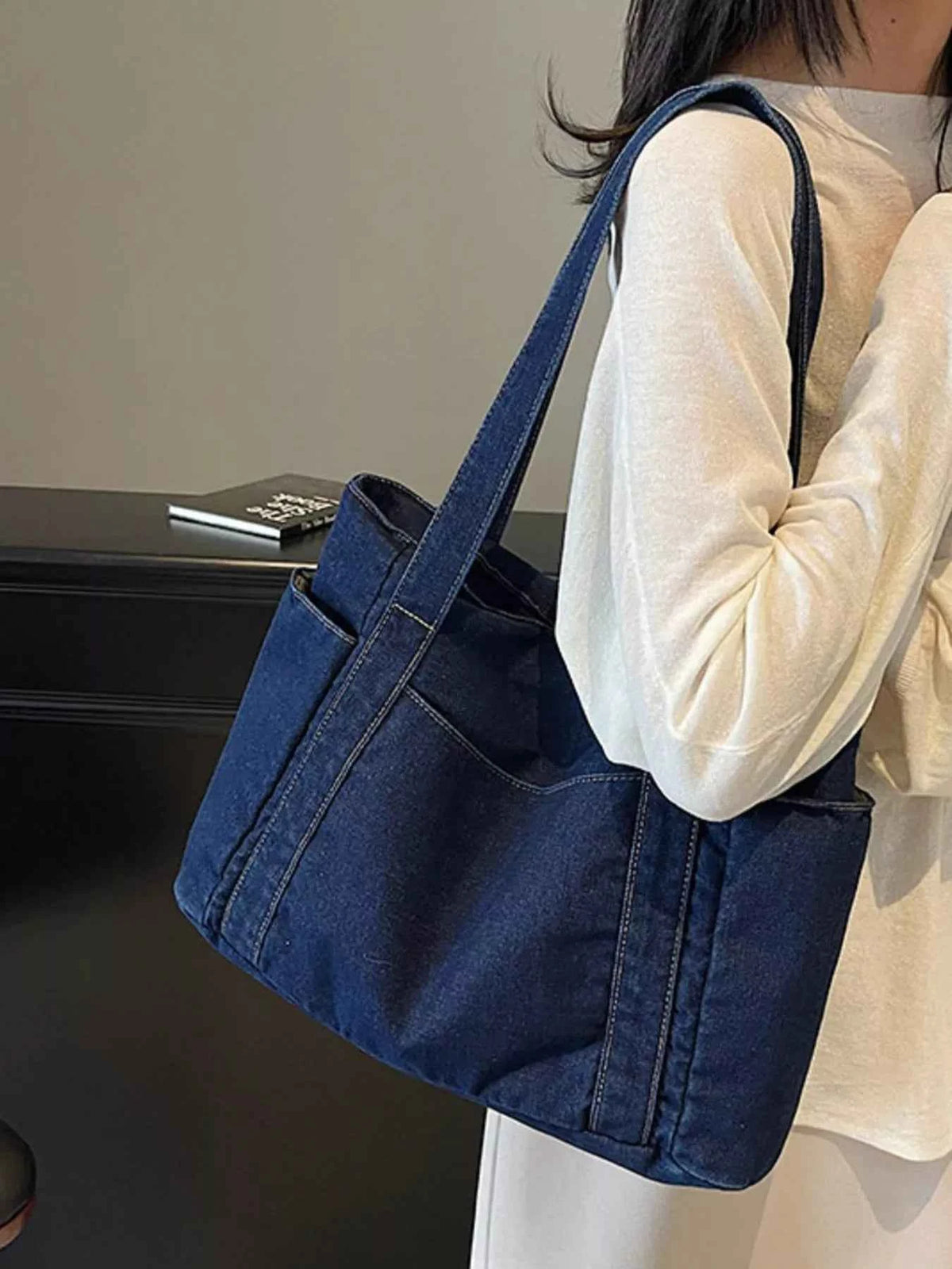 Denim Tote Shoulder Bag