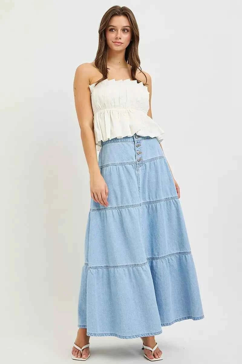 RISEN High Rise Ruffle Long Skirts