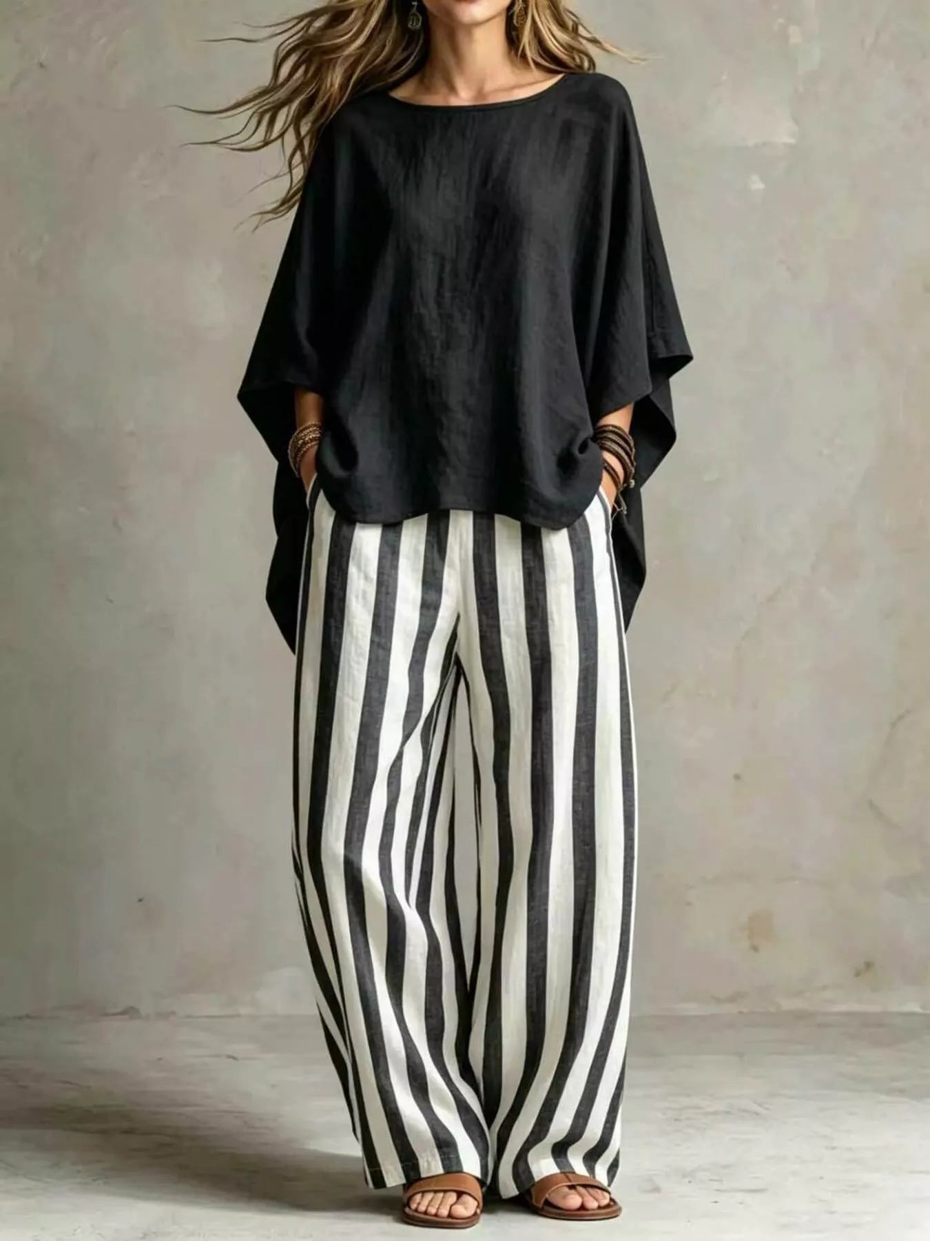 Full Size Solid Color Top and Pants Set Plus Size
