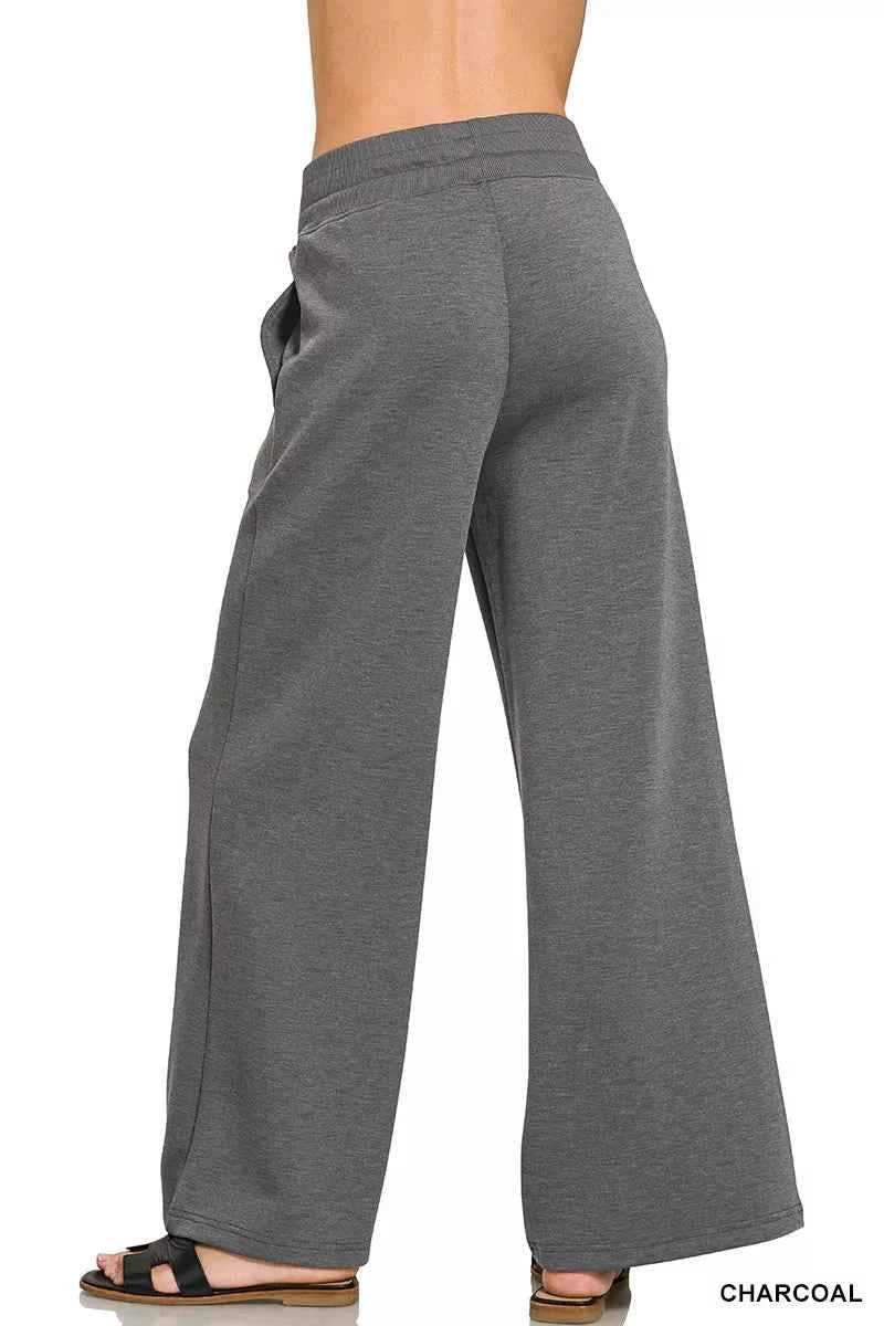 Zenana Scuba Collared Short Sleeve Pullover & Center Seam Pants Set