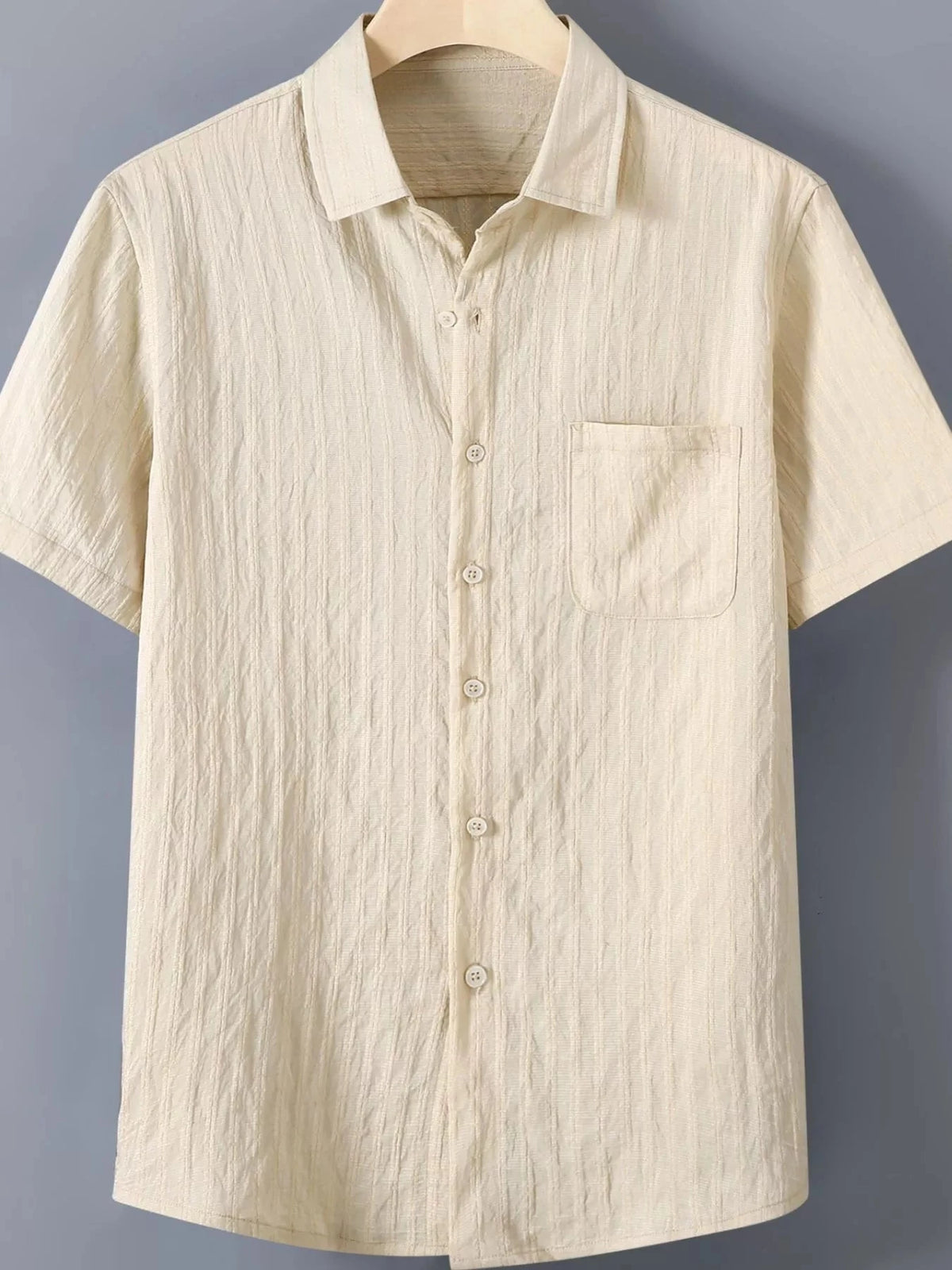 Men's Plus Size Textured Button Up Short-Sleeve Shirt