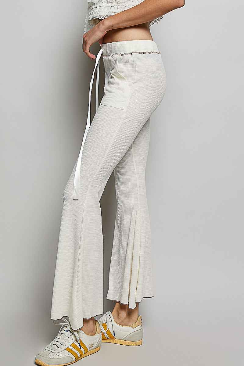 POL Drawstring Textured Ribbed Knit Pants