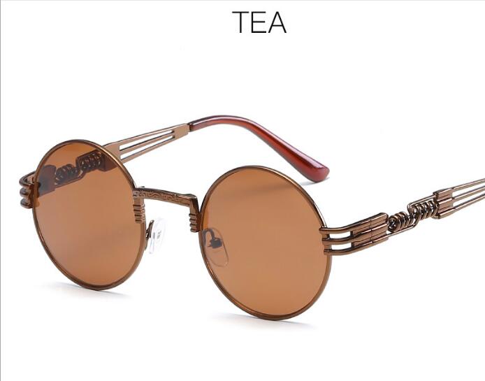 Spring Leg Round Frame Sunglasses - Metal Sunglasses