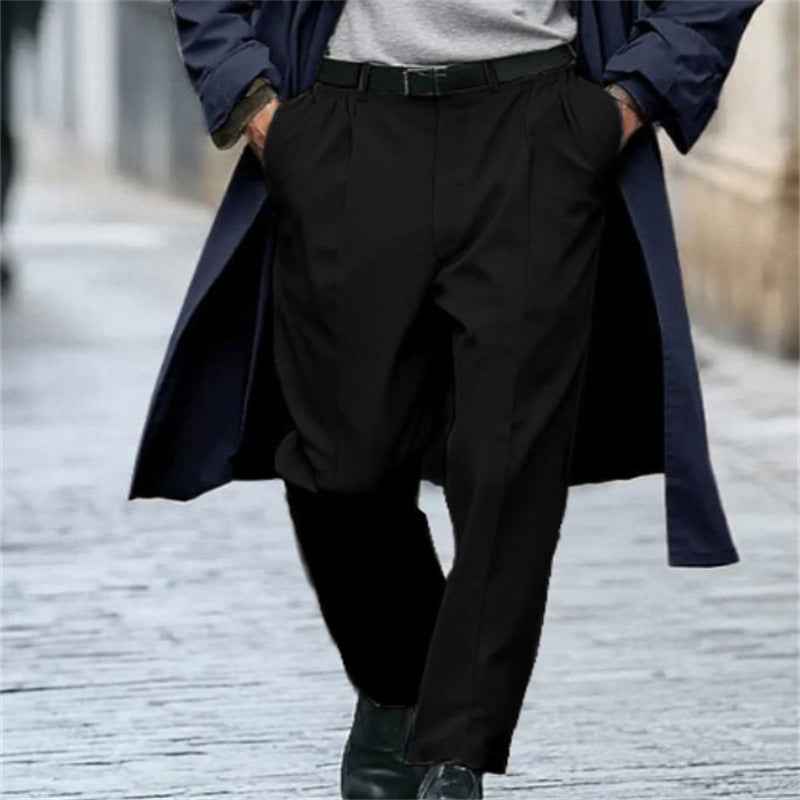 Men's Straight-Leg Formal Suit Trousers