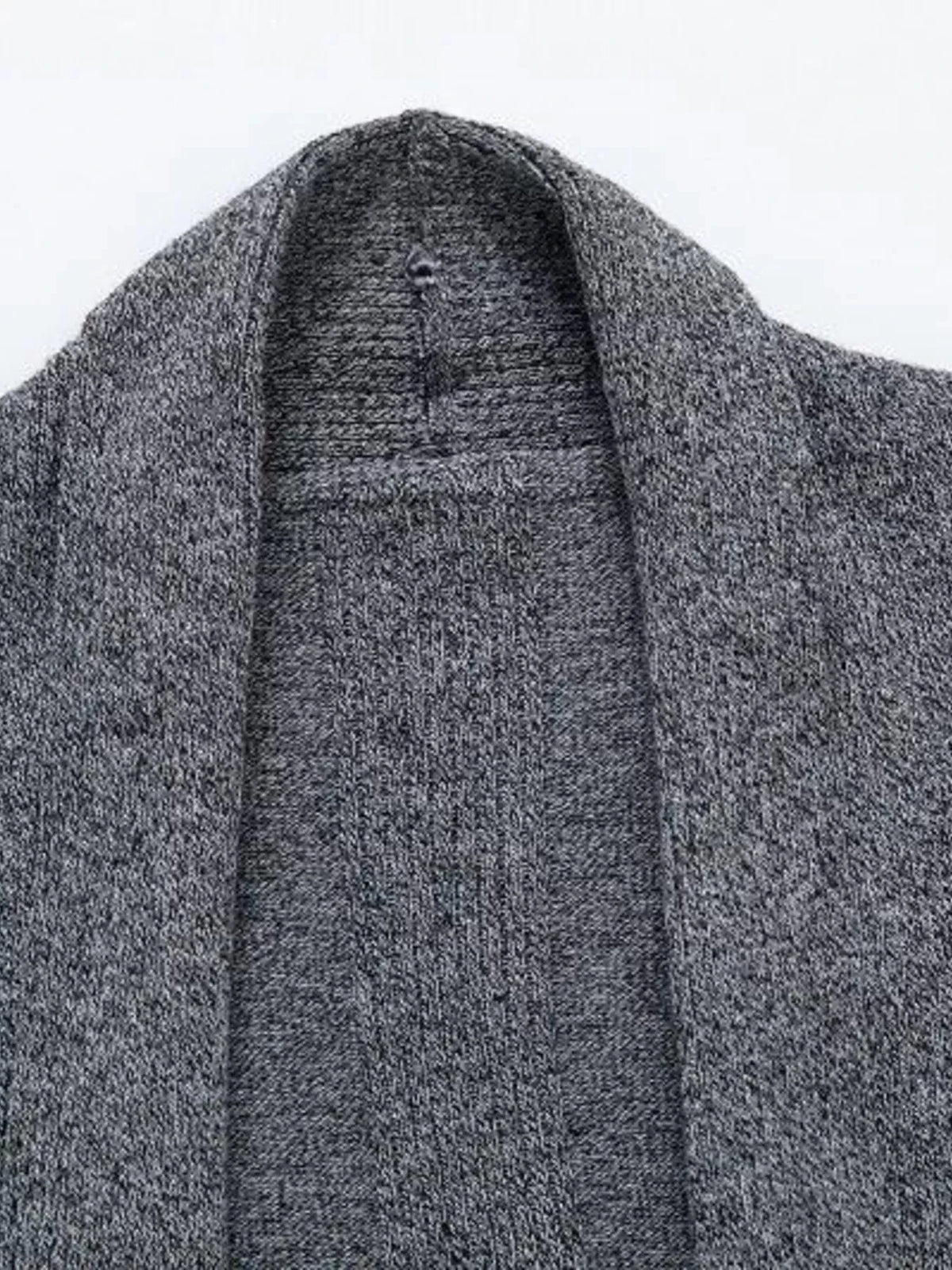Men's Plus Size Heathered Open Front Longline Knit Cardigan with Pockets