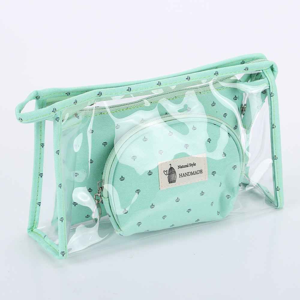 Transparent Three-piece Cosmetic Bag Travel Makeup Bag Set