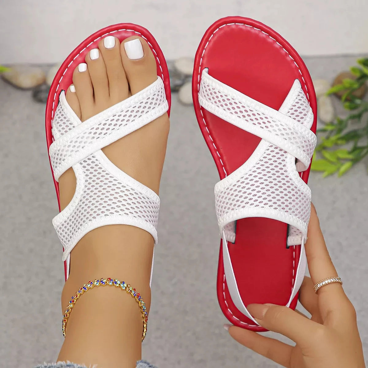 Crisscross Mesh Sandals