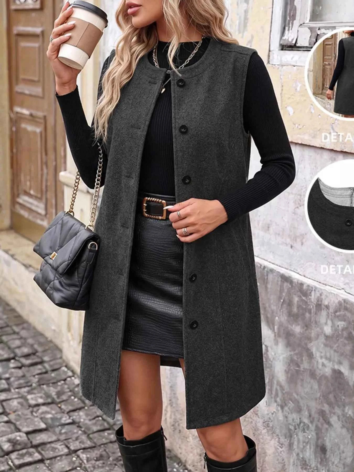 Sleeveless Longine Vest Coat