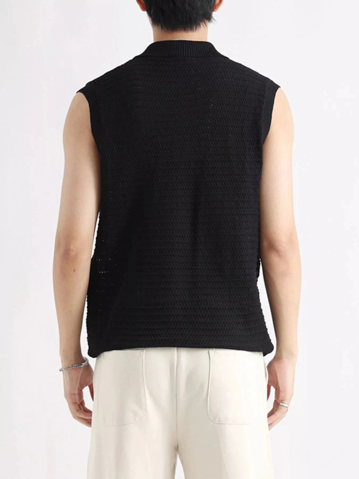 Men's Plus Size Breathable Knit Polo Collar Tank