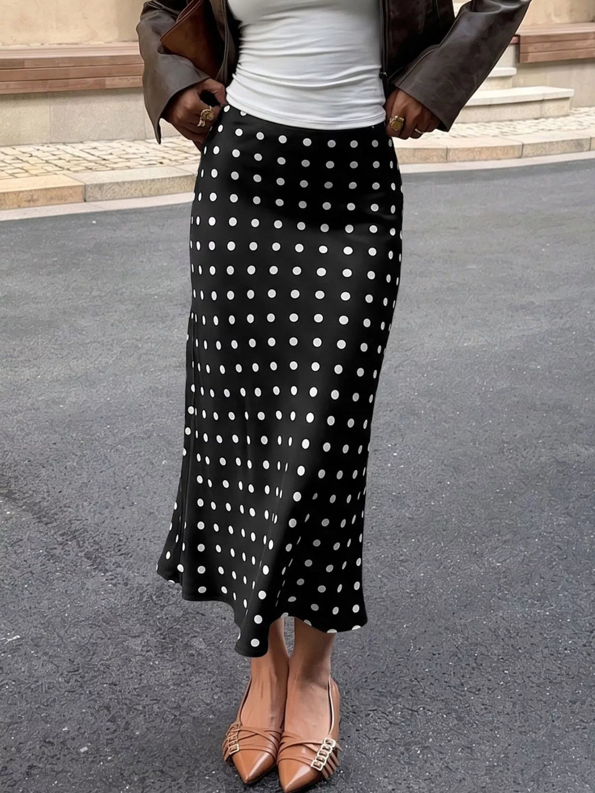 Polka Dot Midi Skirt. Polka Dot Midi Skirt