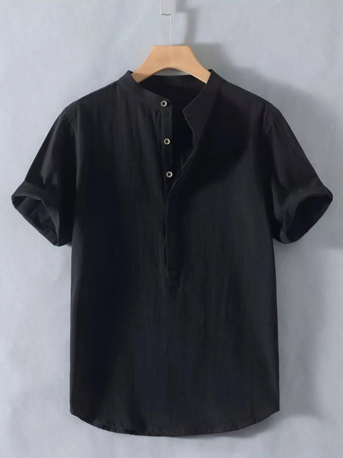 Men's Plus Size Button Detail Short Sleeve Shirt