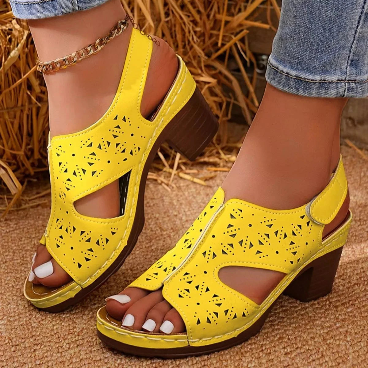 Open Toe Block Heels Sandals