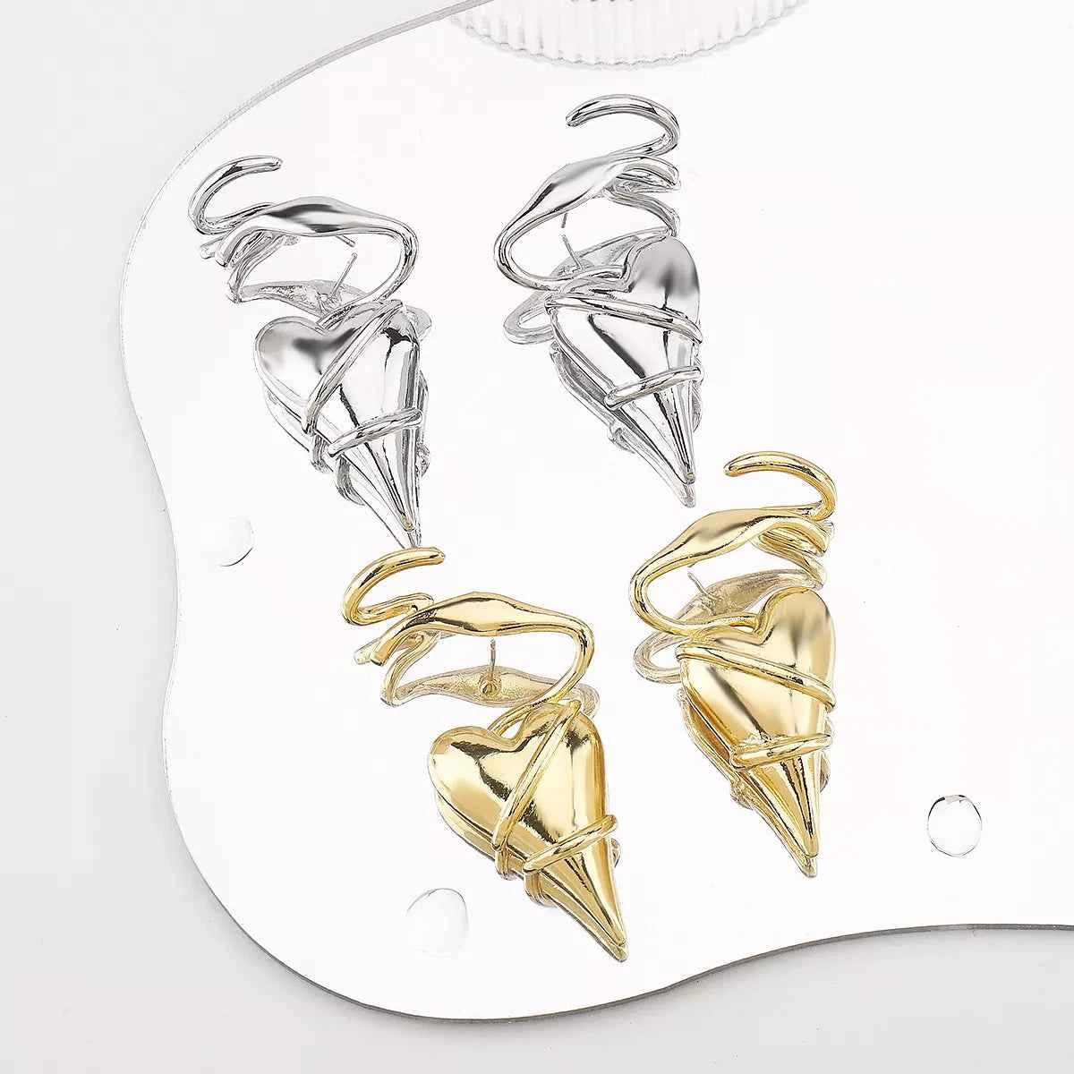 Heart-Shaped Twisted Wire Earrings