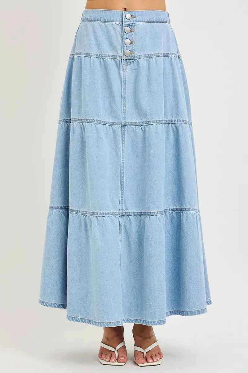 RISEN High Rise Ruffle Long Skirts