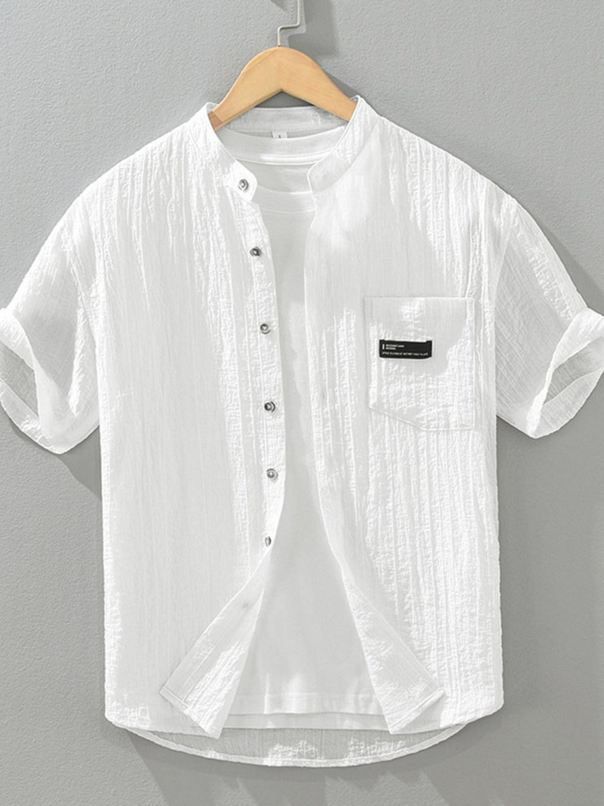 Men's Plus Size Casual Textured Button Up Shirt