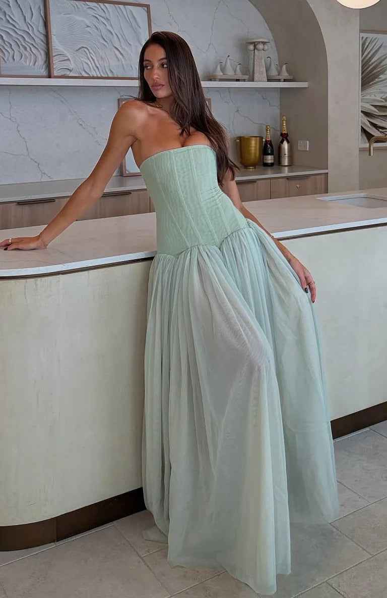 Off-the-shoulder Mesh Strapless Dress For Women