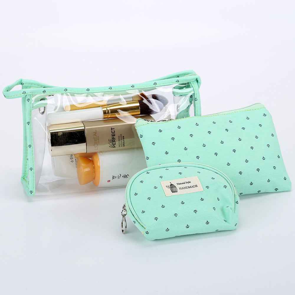 Transparent Three-piece Cosmetic Bag Travel Makeup Bag Set