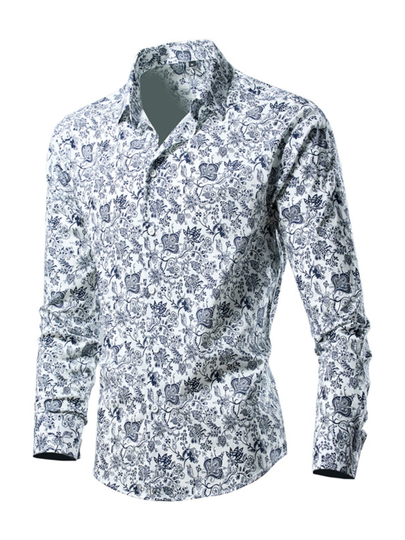 Men's Plus Size Tropical Leaf Print Button-Down Shirt