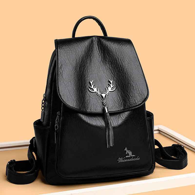 Women's Soft Leather School Backpack