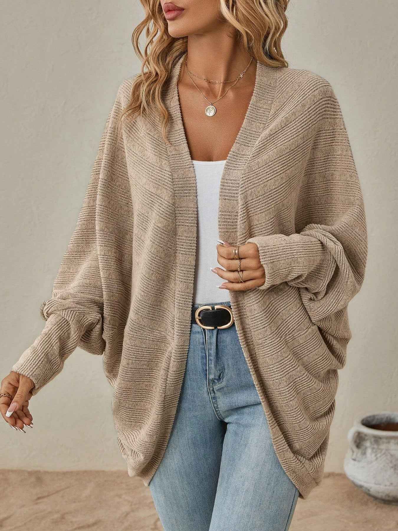 Open Front Batwing Sleeve Cardigan