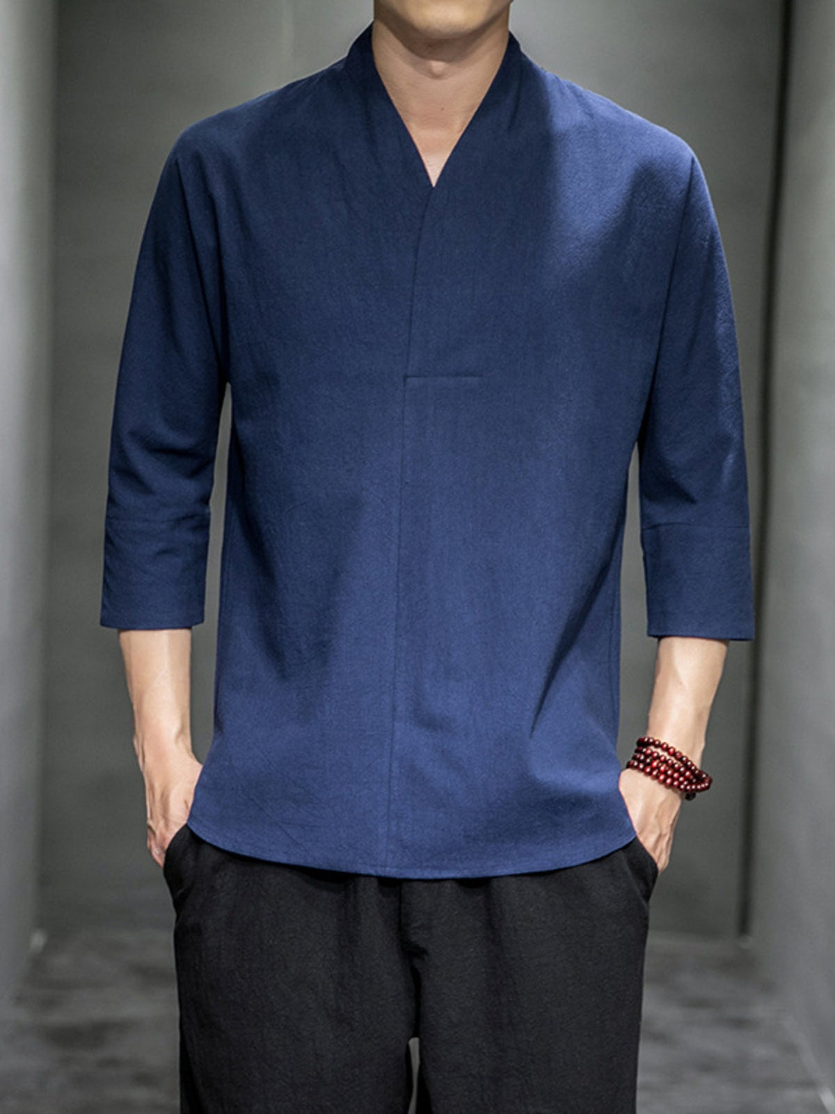 Men's Plus Size Loose Fit 3/4 Sleeve Shirt